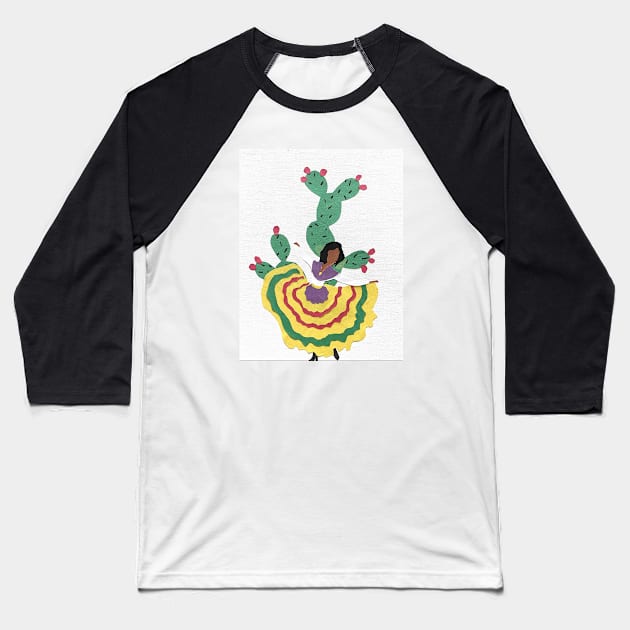 Cacti Girl Baseball T-Shirt by  finitojuarez